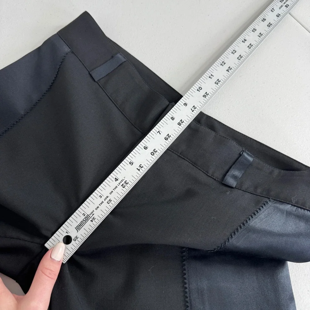 YA-YA Satin Tuxedo Trousers Womens 6 Black Low Rise Flare Dress Pants Y2K Luxury